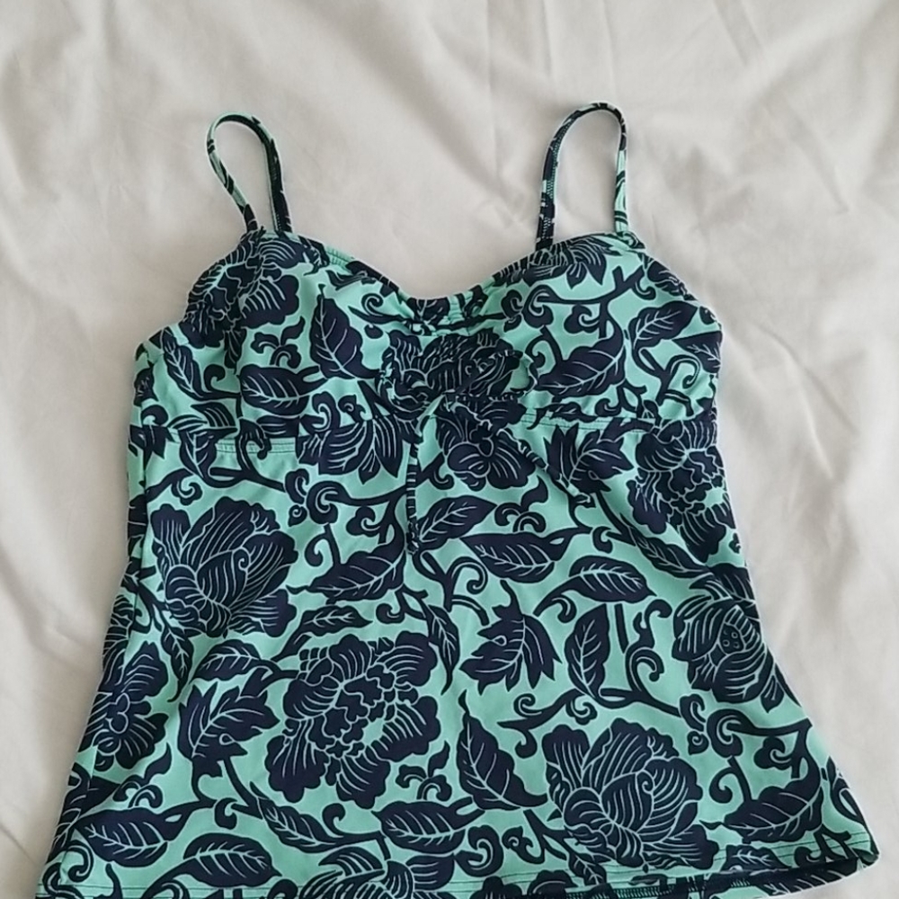 Land's End Tankini Top deep sea flower print